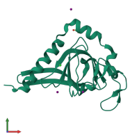 PDB entry 2xvs coloured by chain, front view.