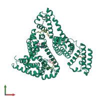 PDB entry 2xvv coloured by chain, front view.