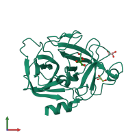PDB entry 2xw9 coloured by chain, front view.