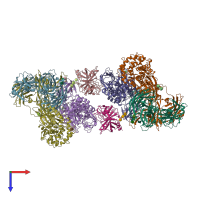 PDB entry 2xwb coloured by chain, top view.