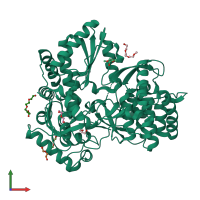 PDB entry 2xwh coloured by chain, front view.