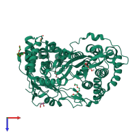 PDB entry 2xwh coloured by chain, top view.