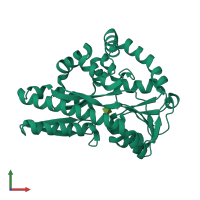 PDB entry 2xwk coloured by chain, front view.