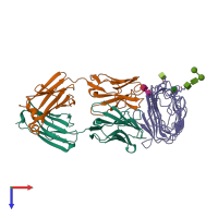 PDB entry 2xwt coloured by chain, top view.