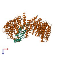 PDB entry 2xwu coloured by chain, top view.