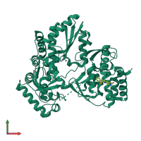 PDB entry 2xwy coloured by chain, front view.