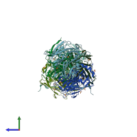 PDB entry 2xx1 coloured by chain, side view.