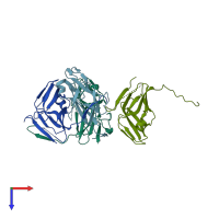 PDB entry 2xx6 coloured by chain, top view.