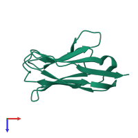PDB entry 2xxc coloured by chain, top view.