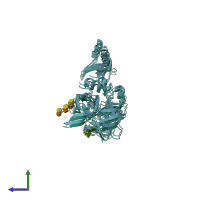 PDB entry 2xxl coloured by chain, side view.