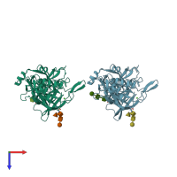 PDB entry 2xxl coloured by chain, top view.