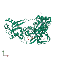 PDB entry 2xxq coloured by chain, front view.