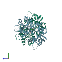 PDB entry 2xxr coloured by chain, side view.