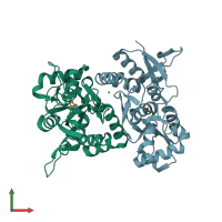PDB entry 2xxw coloured by chain, front view.