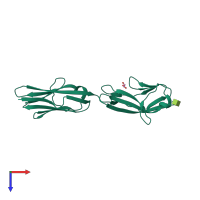 PDB entry 2xy2 coloured by chain, top view.