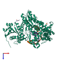 PDB 2xy6 coloured by chain and viewed from the top.