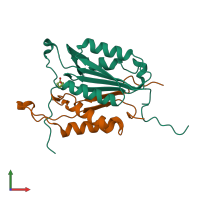 PDB entry 2xyh coloured by chain, front view.