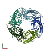 PDB entry 2xys coloured by chain, front view.