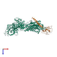 PDB entry 2xzb coloured by chain, top view.