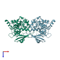 PDB entry 2xzs coloured by chain, top view.