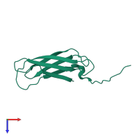 PDB entry 2xzz coloured by chain, top view.