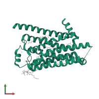 Beta-1 adrenergic receptor in PDB entry 2y02, assembly 1, front view.