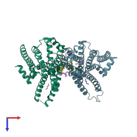 PDB entry 2y03 coloured by chain, top view.