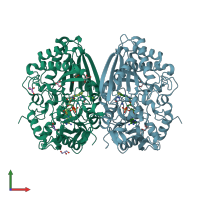 PDB entry 2y08 coloured by chain, front view.