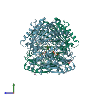 PDB entry 2y08 coloured by chain, side view.