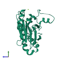 PDB entry 2y09 coloured by chain, side view.