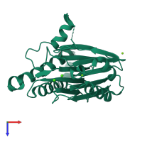 PDB entry 2y09 coloured by chain, top view.