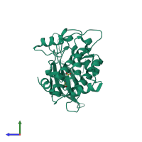 PDB entry 2y0a coloured by chain, side view.