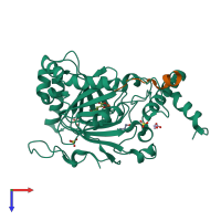 PDB entry 2y0i coloured by chain, top view.