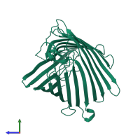 PDB entry 2y0l coloured by chain, side view.