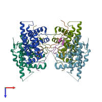 PDB entry 2y0n coloured by chain, top view.