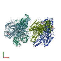 PDB entry 2y0p coloured by chain, front view.