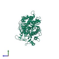 PDB entry 2y0r coloured by chain, side view.