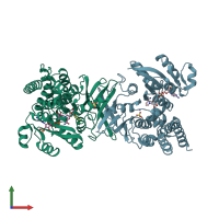 PDB entry 2y1f coloured by chain, front view.