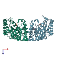 PDB entry 2y1h coloured by chain, top view.
