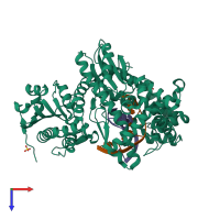 PDB entry 2y1j coloured by chain, top view.