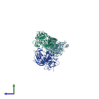 PDB entry 2y1v coloured by chain, side view.