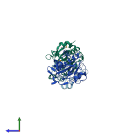 PDB entry 2y28 coloured by chain, side view.