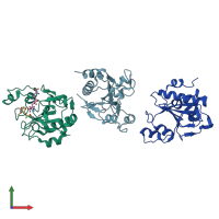 PDB entry 2y2b coloured by chain, front view.