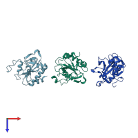 PDB entry 2y2c coloured by chain, top view.
