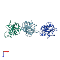 PDB entry 2y2d coloured by chain, top view.