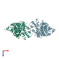 PDB entry 2y2u coloured by chain, top view.