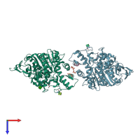 PDB entry 2y2v coloured by chain, top view.