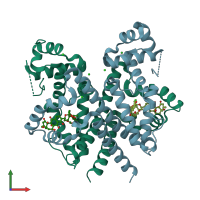 PDB entry 2y30 coloured by chain, front view.
