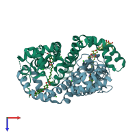 PDB entry 2y30 coloured by chain, top view.