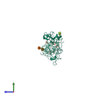 PDB entry 2y38 coloured by chain, side view.